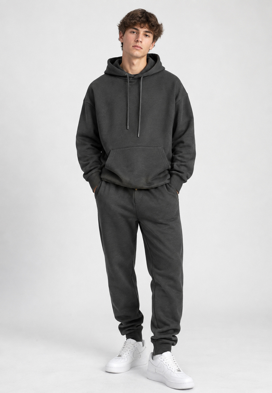 Komplet Dresowy Sportowy Bluza i Spodnie Dresowe Casual Antracyt