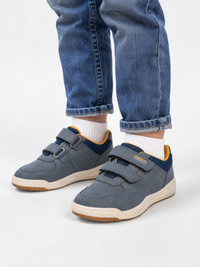 Sneakersy Chłopięce Buty Sportowe Skórzana Wkładka Na Rzepy Granatowe