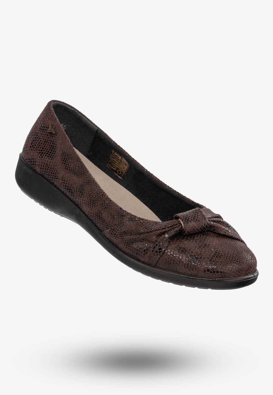 Baleriny Damskie Buty Eleganckie Brązowe Aloeloe Y224003