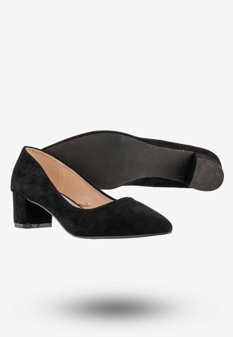 Czółenka Damskie Eleganckie Buty Na Klocku Niskie Czarne Goodin GD-OD-29