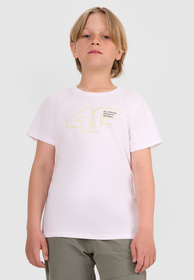 Koszulka Dziecięca 4F T-Shirt Sportowy Bawełniany Z Nadrukiem Biały 4FJWAW25TTSHM2417