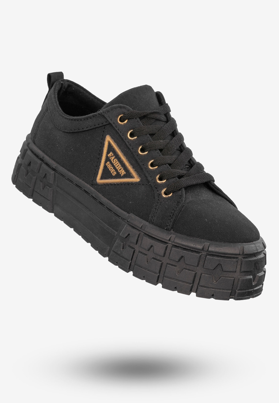 Tenisówki Damskie Trampki Buty Na Platformie Czarne Goodin GD-HR-28