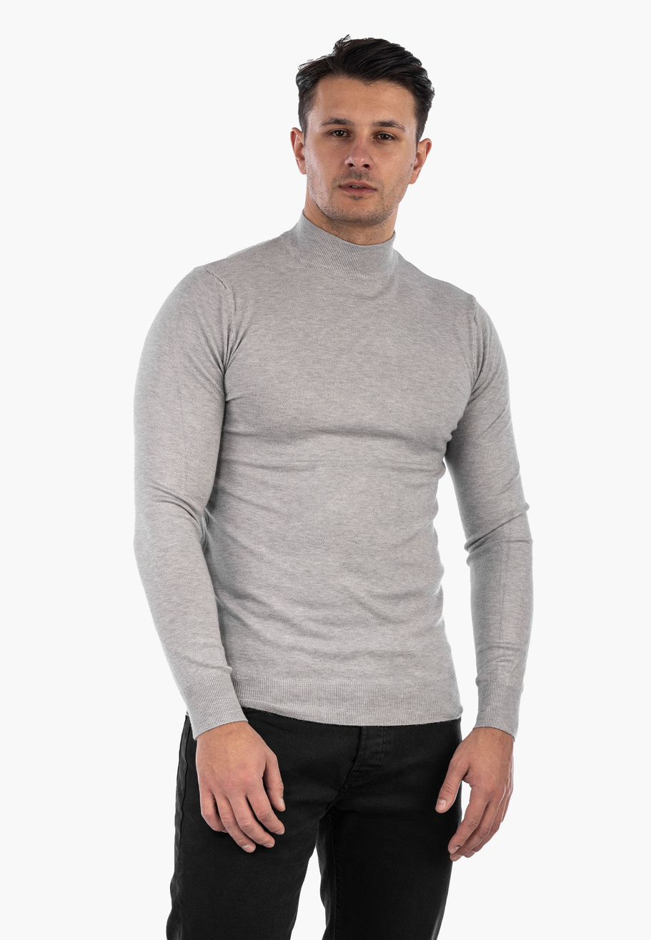 Półgolf Męski Elegancki Sweter Klasyczny Szary PG-S-1-2024