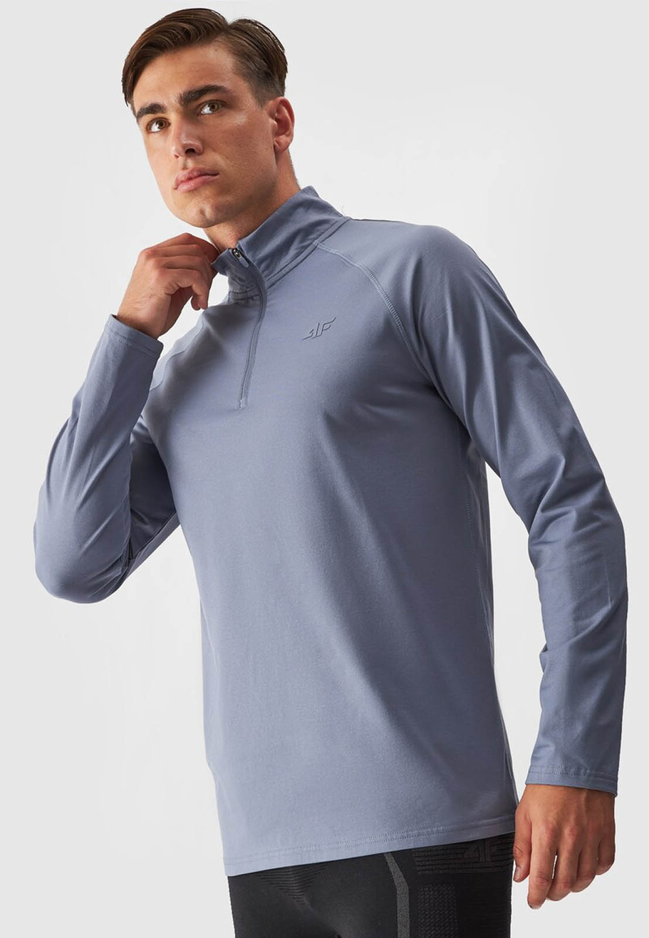 Bluza Męska Sportowa 4F Narciarska Termiczna 4F Warm Ze Stójką Niebieska 4FWAW24UBRUM076