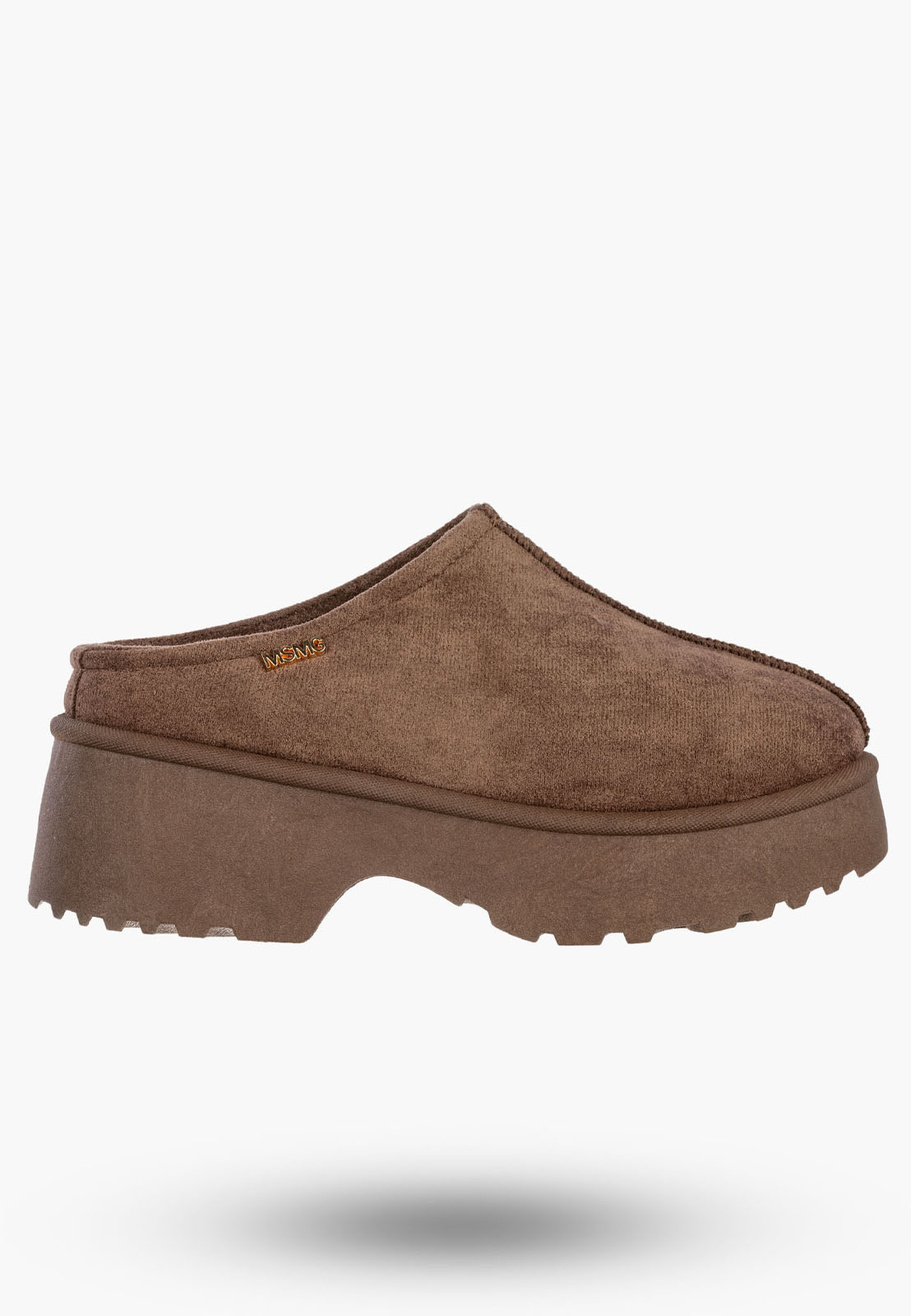 Klapki Damskie Buty Ocieplane Chodaki Botki Zimowe Na Grubej Podeszwie Brązowe HY881-2