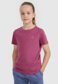 Koszulka Dziewczęca 4F T-shirt Bawełna Oversize Fioletowy 4FJWAW25TTSHF2397