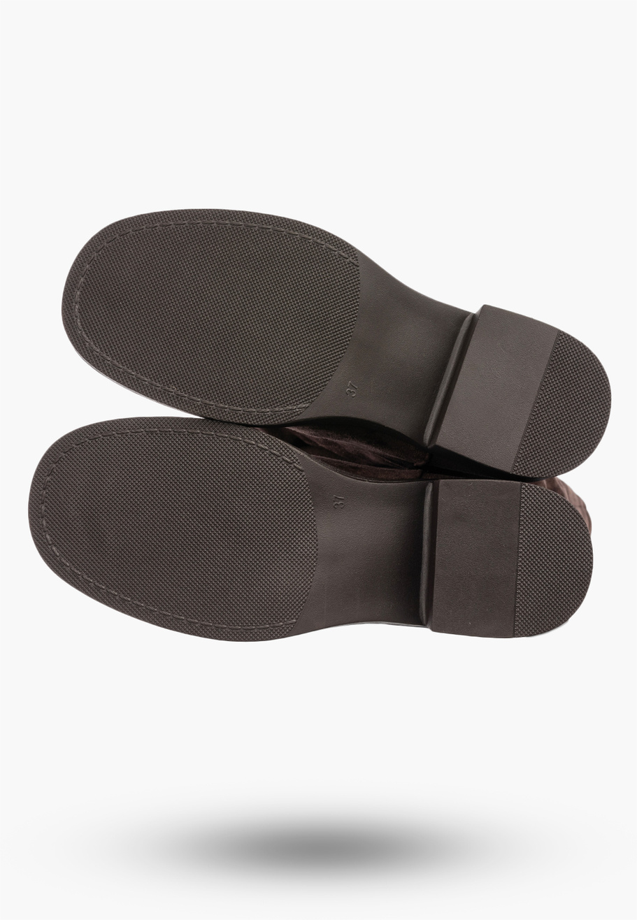 Kozaki Damskie Ekozamsz Buty Wysokie Jesienne Zimowe Brązowe