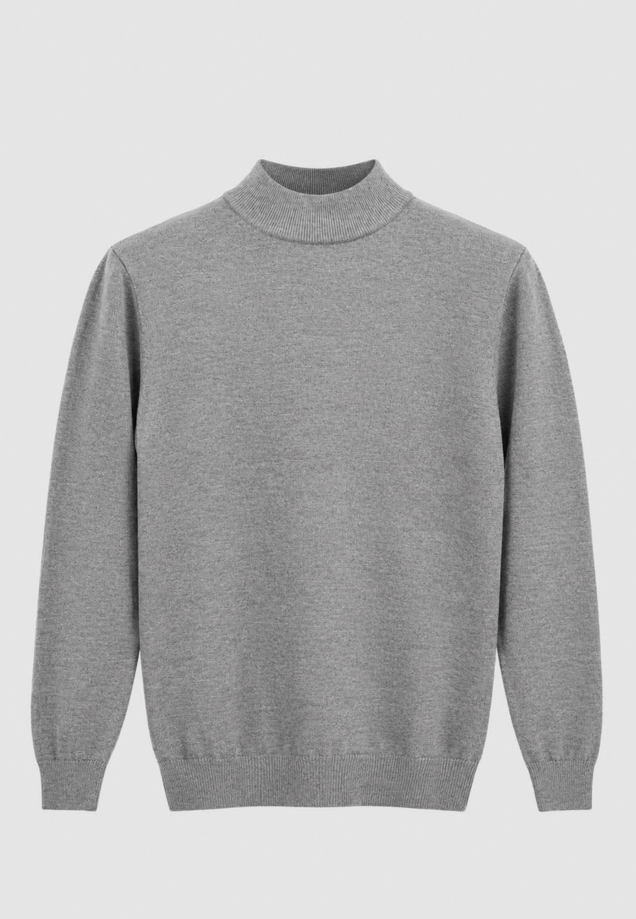 Półgolf męski Slim Fit dopasowany z nieco grubszej dzianiny szary ze stójką