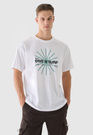 Koszulka Męska 4F Sportowa Bawełniana T-Shirt Regular Nadruk Biała 4FRSS24TTSHM2540