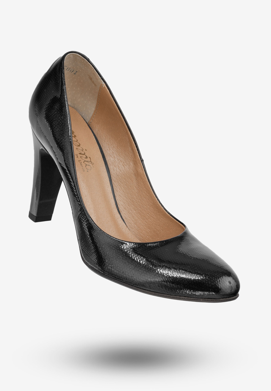 Czółenka Damskie Skórzane Buty Na Obcasie Eleganckie Darex Granatowe C-320/29