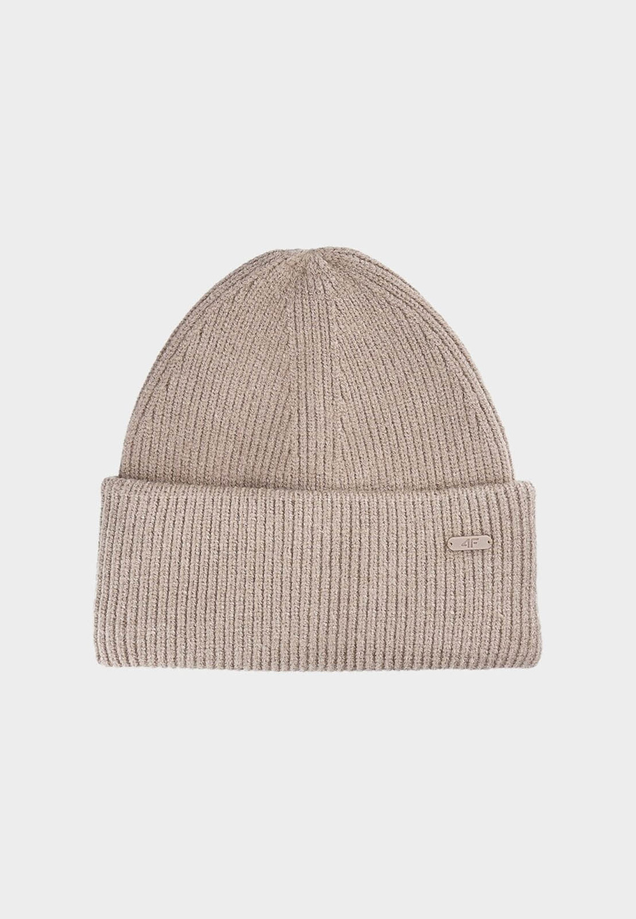 Czapka Damska 4F Zimowa Dzianinowa Beanie z Wiskozą Fioletowa z Wywinięciem 4FWAW24ACAPF447