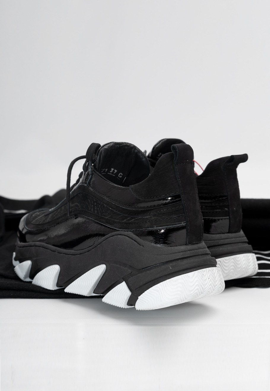 Sneakersy Damskie Simen Czarne Skóra