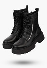 Buty Damskie BIG STAR Botki Skórzane Czarne Trapery OO274A255