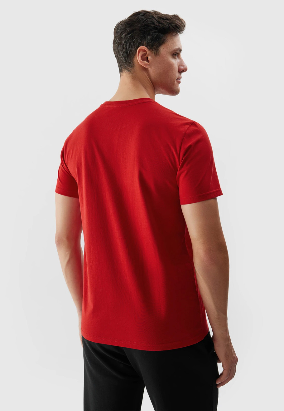 Koszulka Męska 4F Sportowy T-shirt Czerwony Regular TTSHM1154