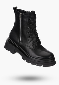Buty Damskie BIG STAR Botki Skórzane Ocieplane Czarne OO274A257