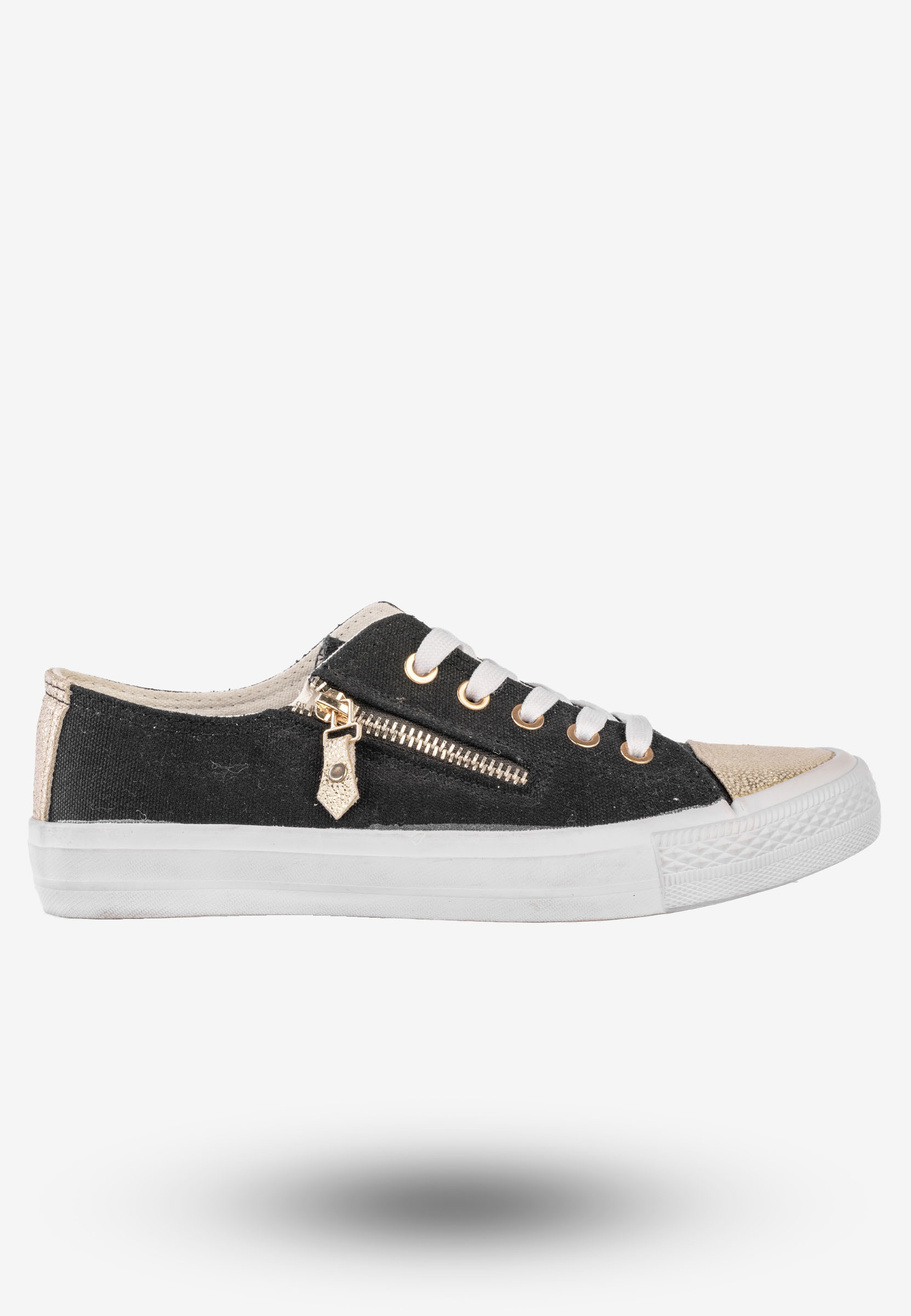 Trampki Damskie Tenisówki Eleganckie Sznurowane Sport Star Czarne DD8227-1