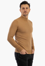 Sweter Męski Półgolf Elegancki Dopasowany Klasyczny Camel
