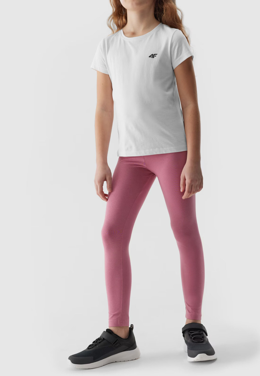 Legginsy Dziewczęce Spodnie 4F Bawełna Dzianinowe Różowe 4FJWSS24TTIGF130