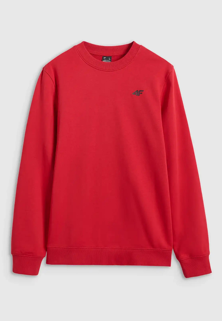Bluza Dresowa Męska 4F Bez Kaptura Basic Nieocieplana Czerwona 4FWMM00TSWSM1767