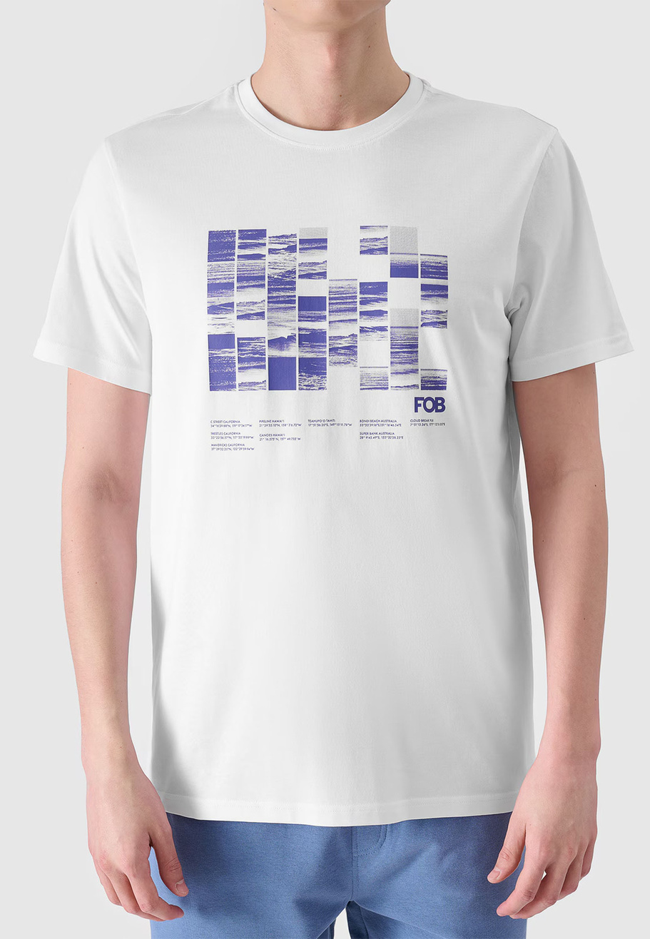 Koszulka Męska 4F T-shirt Biały z nadrukiem 4FRSS24TTSHM2107