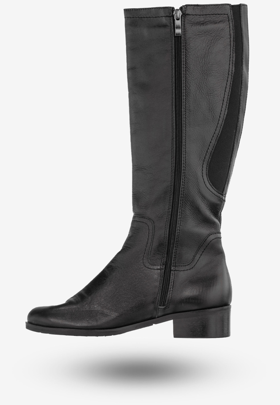 Kozaki Damskie Skórzane Buty Ocieplane Na Zimę Szewczyk Czarne J477
