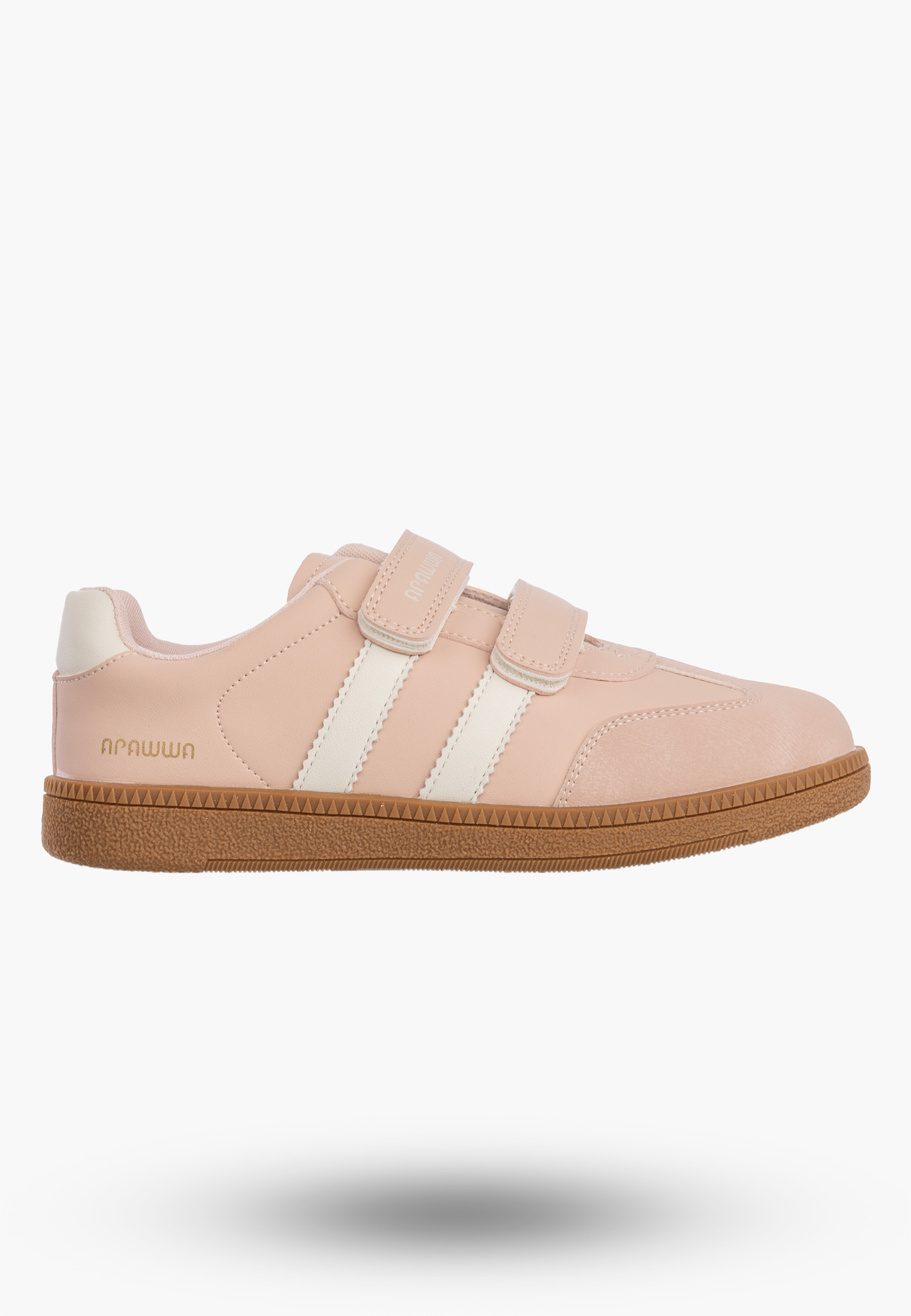 Sneakersy Dziecięce Buty Na Rzepy Sportowe Skórzana Wkładka Modne Różowe Apawwa ABC0353P