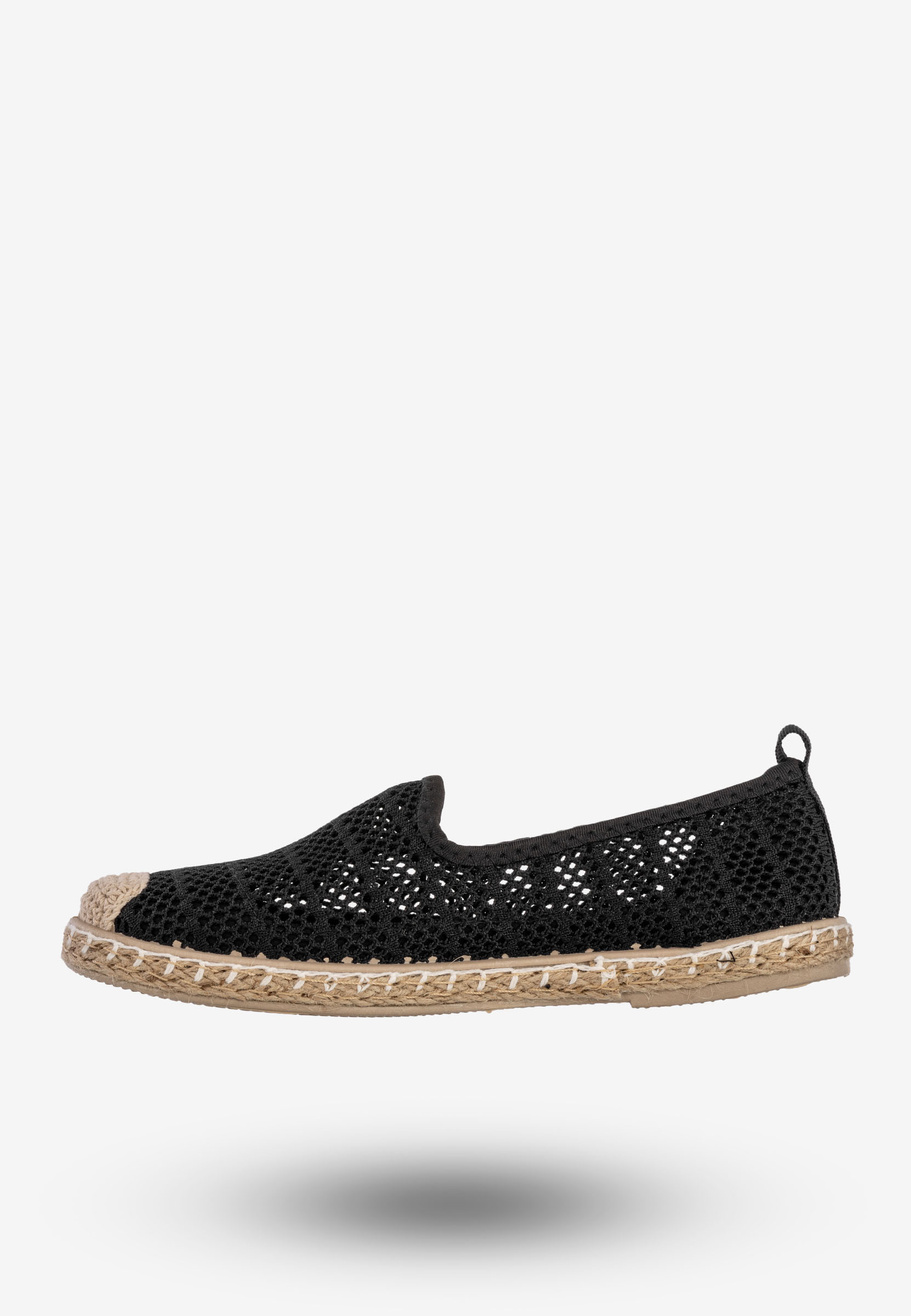 Espadryle Damskie Ażurowe Buty Casual Półbuty Letnie Czarne DD3011-1