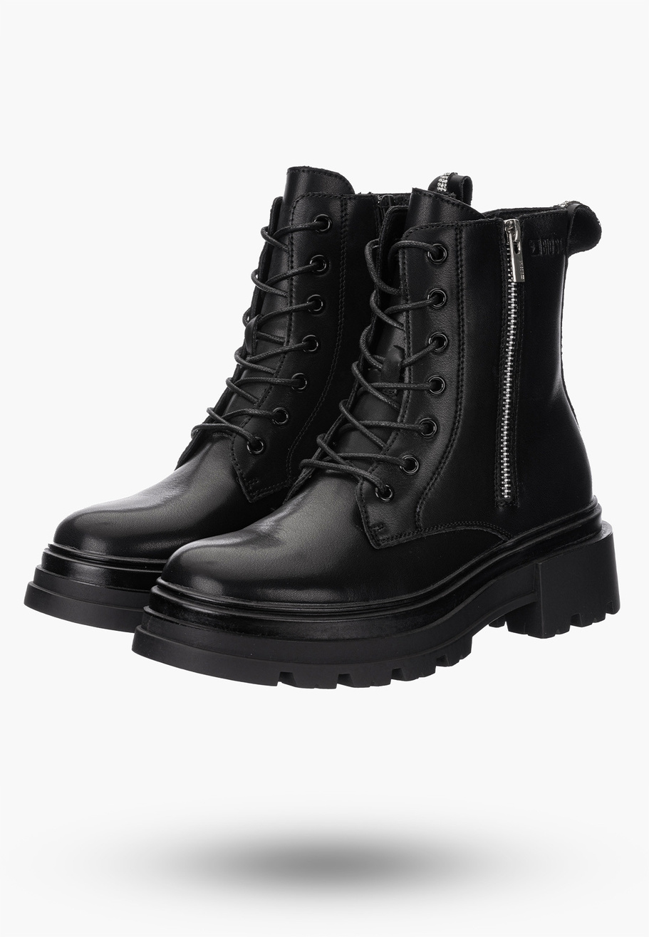 Buty Damskie BIG STAR Botki Skórzane Ocieplane Czarne OO274A257