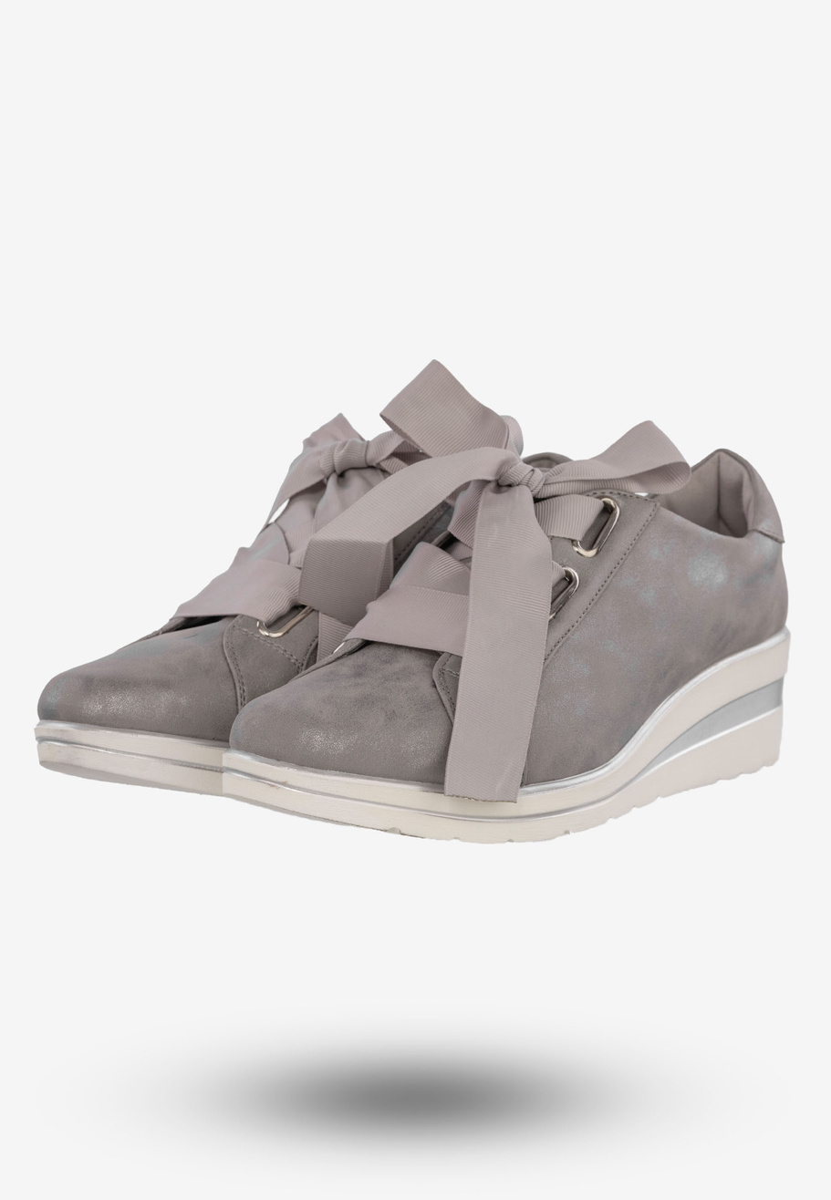 Półbuty Damskie Buty Ekoskóra Eleganckie Szare M.Daszyński MR1738-5