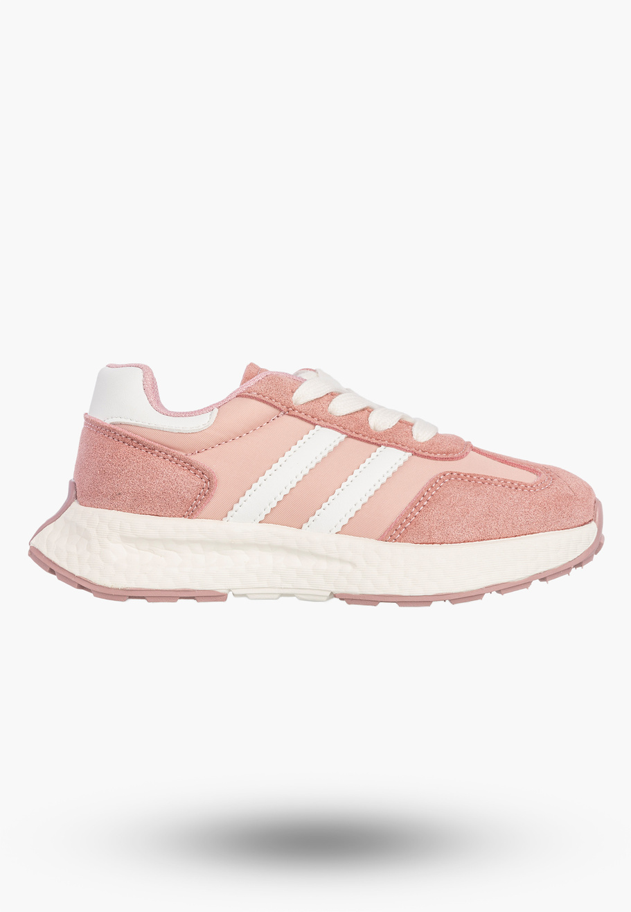 Sneakersy Dziecięce Buty Na Rzepy Sportowe Skórzana Wkładka Różowe Apawwa