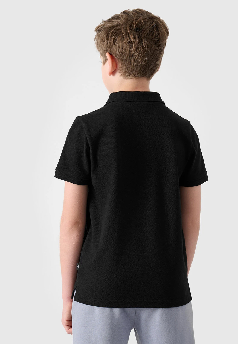 Koszulka Chłopięca 4F T-shirt polo czarny regular 4FJWSS24TPTSM124