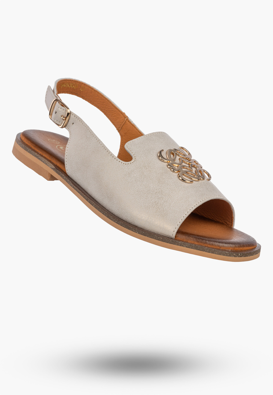 Sandały Damskie Skórzane Buty Eleganckie Letnie Casual Złote