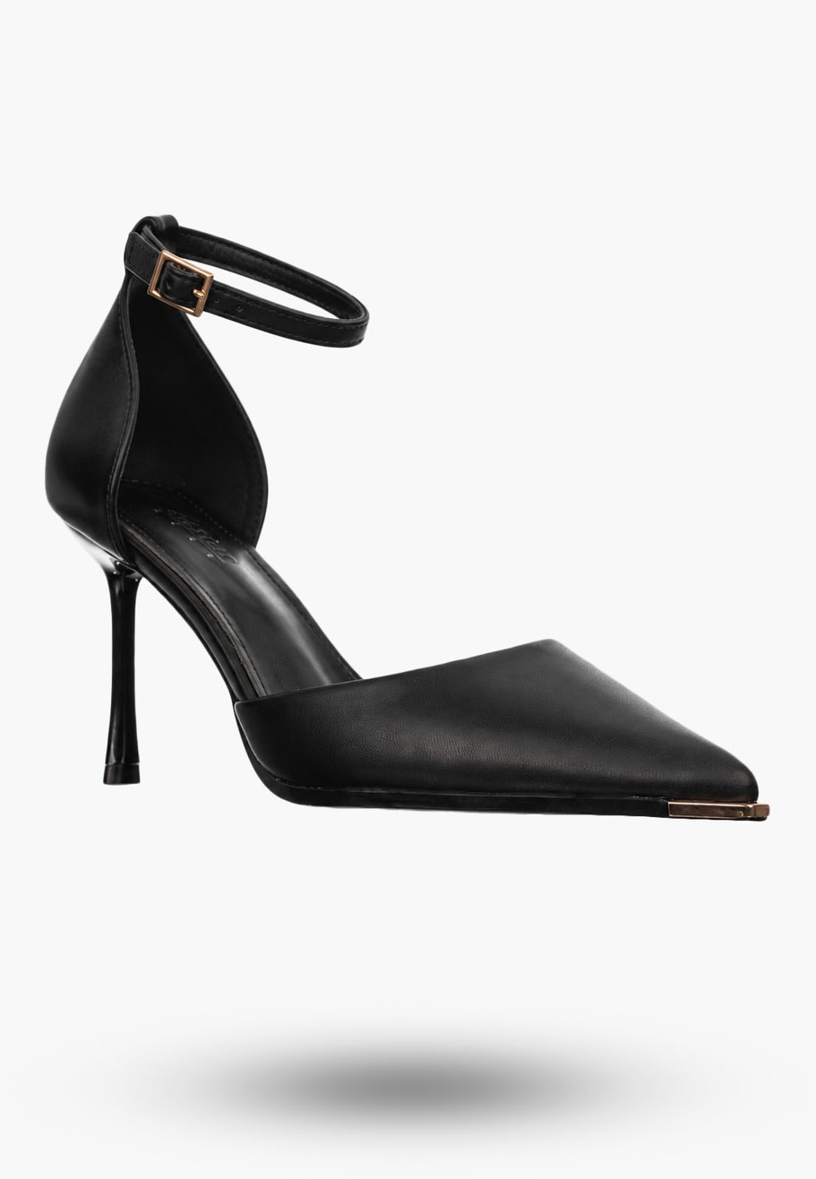 Szpilki Damskie Ekoskóra Buty Na Szpilce Z Paskiem Eleganckie Czarne