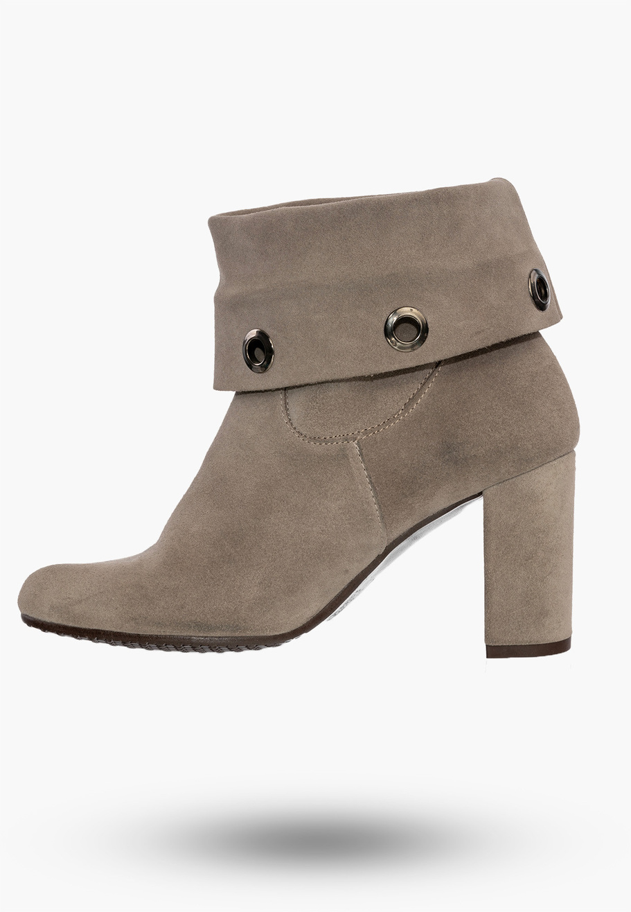 Buty Damskie Botki Skórzane Na Słupku Beżowe Eleganckie Na Zimę 1800