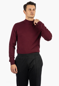 Sweter Męski Półgolf Elegancki Klasyczny Bordowy Frilivin