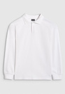 Longsleeve Chłopięcy 4F Regular Bluzka z kołnierzykiem Biała 4FJWAW25TLONM483
