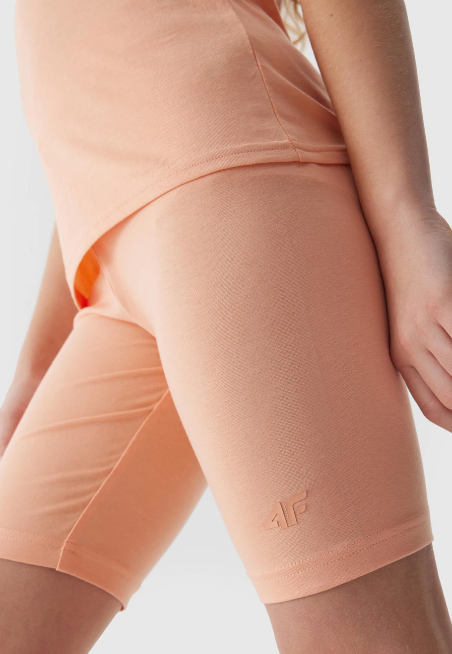 Legginsy Dziewczęce Kolarki 4F dzianinowe pudrowy koral 4FJWSS24TTIGF129