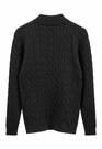 Sweter męski grubszy w warkocze z półgolfem na krótki zamek czarny