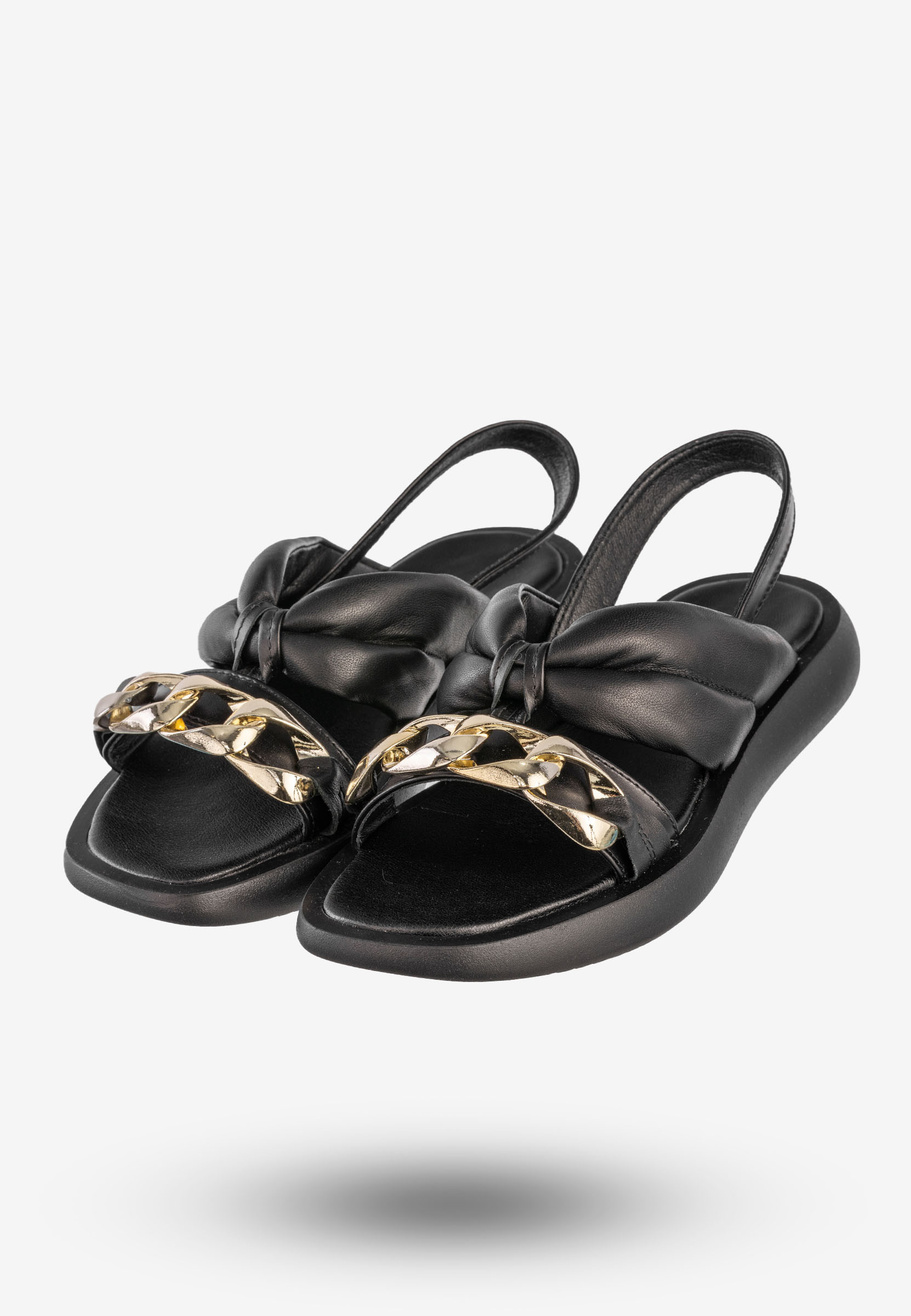 Sandały Damskie Skórzane Buty Eleganckie Na Wiosnę Lato Czarne Ulmani