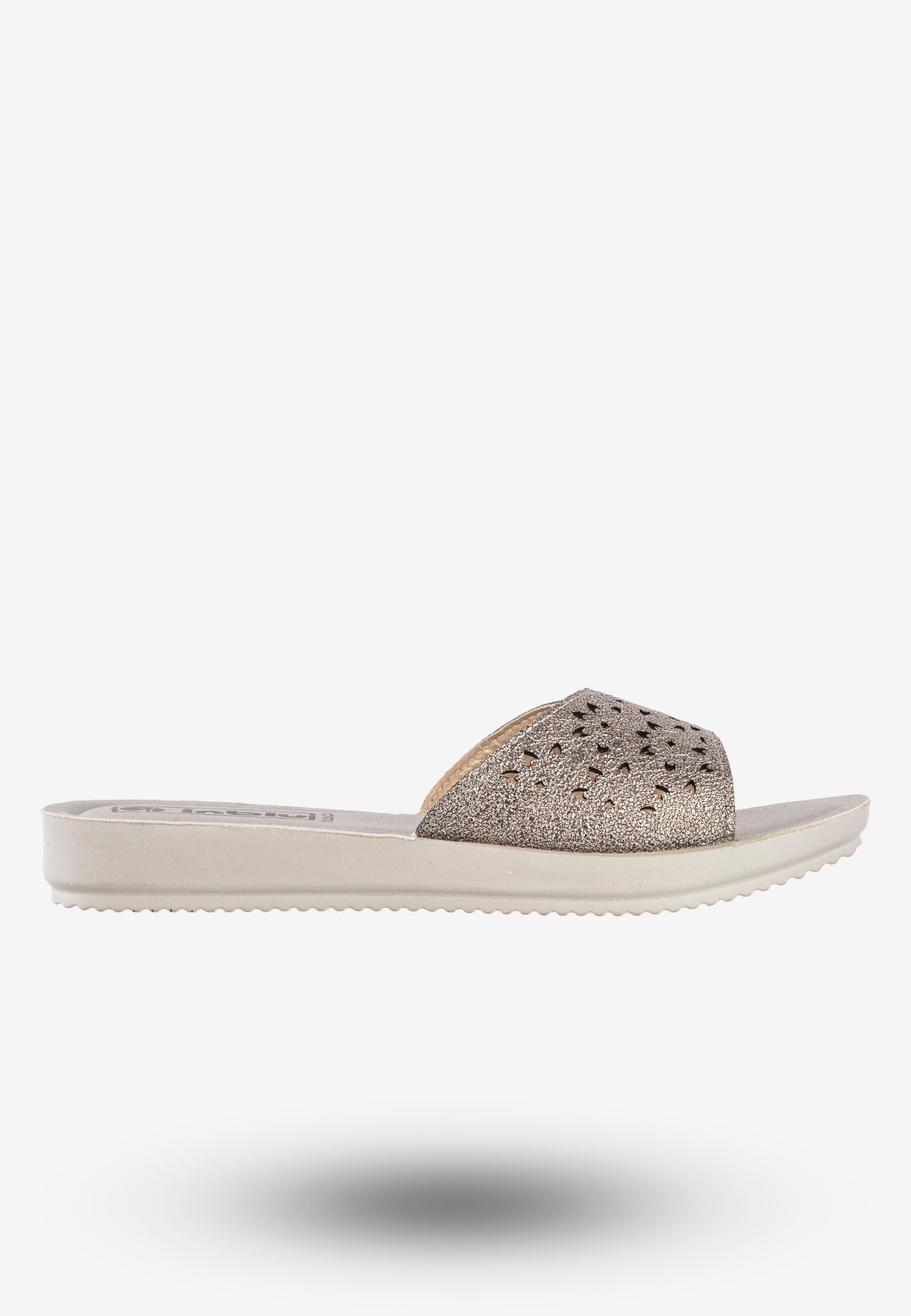 Klapki Casual Damskie Ekoskóra Buty Eleganckie Inblu Szare BM000030