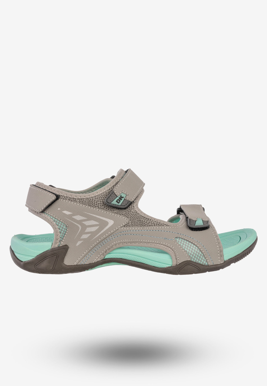 Sandały Męskie Ekoskóra Buty Na Rzepy Letnie DK Szary/Zielony DK3431
