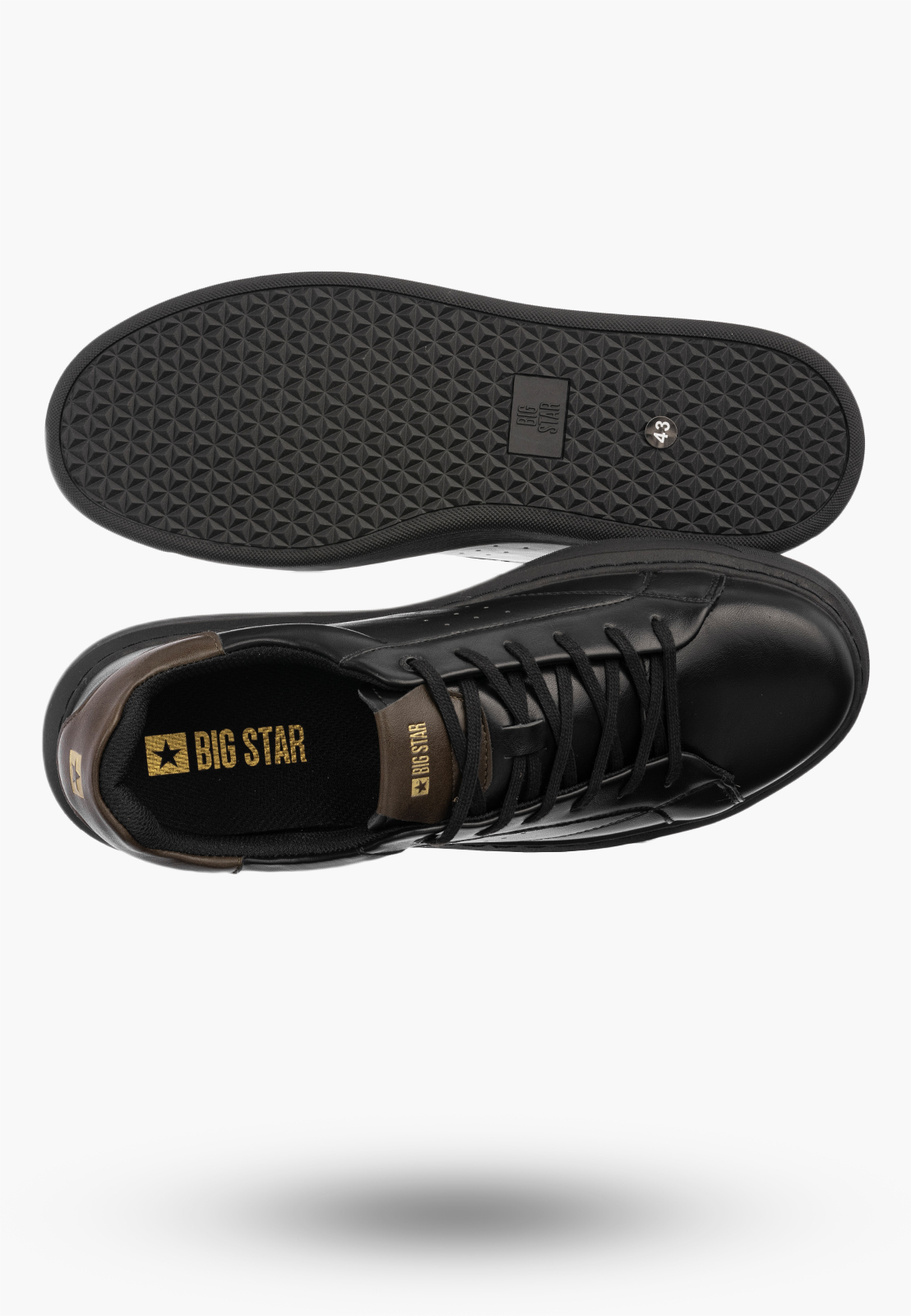 Sneakersy Męskie BIG STAR Buty Sportowe Skórzane Czarne UU174291