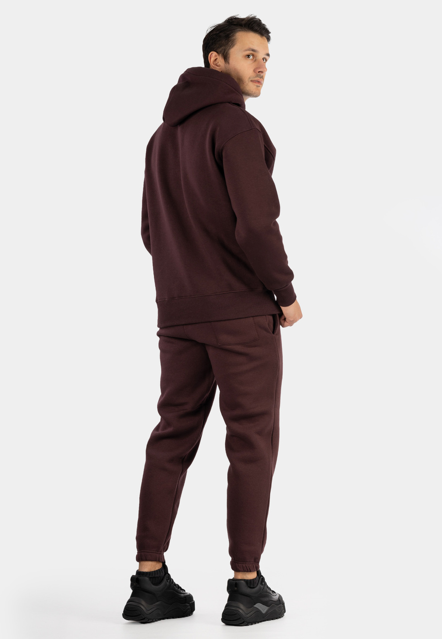 Komplet Dresowy Męski Ocieplany Bluza z kapturem Dresy Basic Bordowy