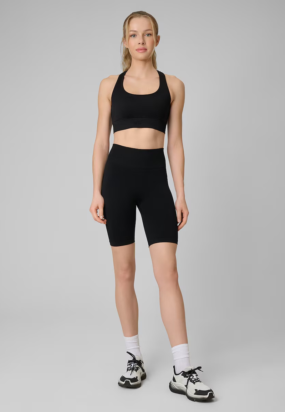 Kolarki Damskie 4F Sportowe Legginsy Szybkoschnące Bezszwowe Treningowe Czarne 4FWSS26TFSTF109