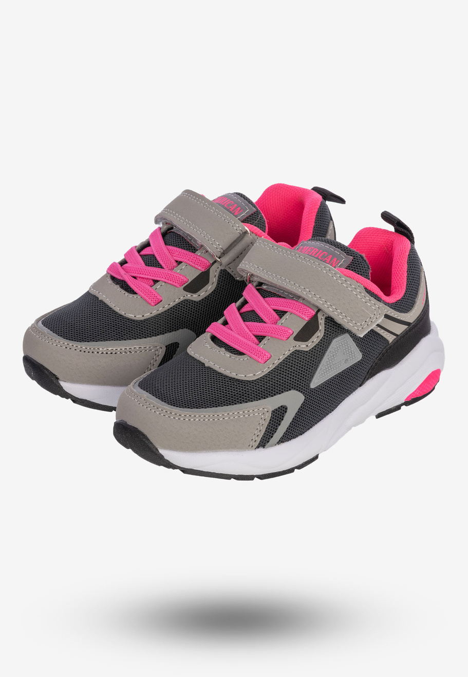 Buty Sportowe Dla Dziewczynki Na Rzepy Dziecięce American Club Szare RL123/23