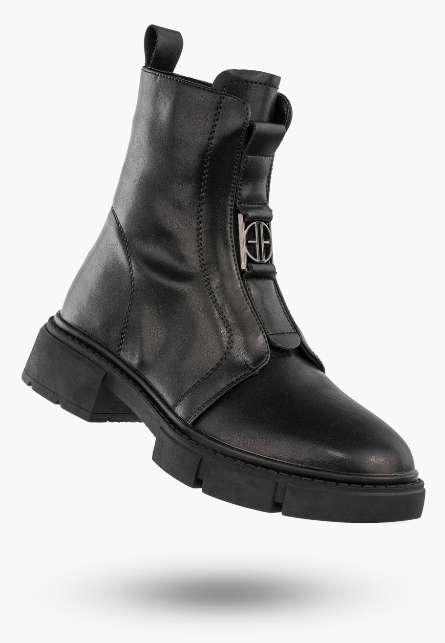 Trapery Damskie Skórzane Buty Na Zimę Ocieplane Botki Czarne Filippo DBT6524/25BK