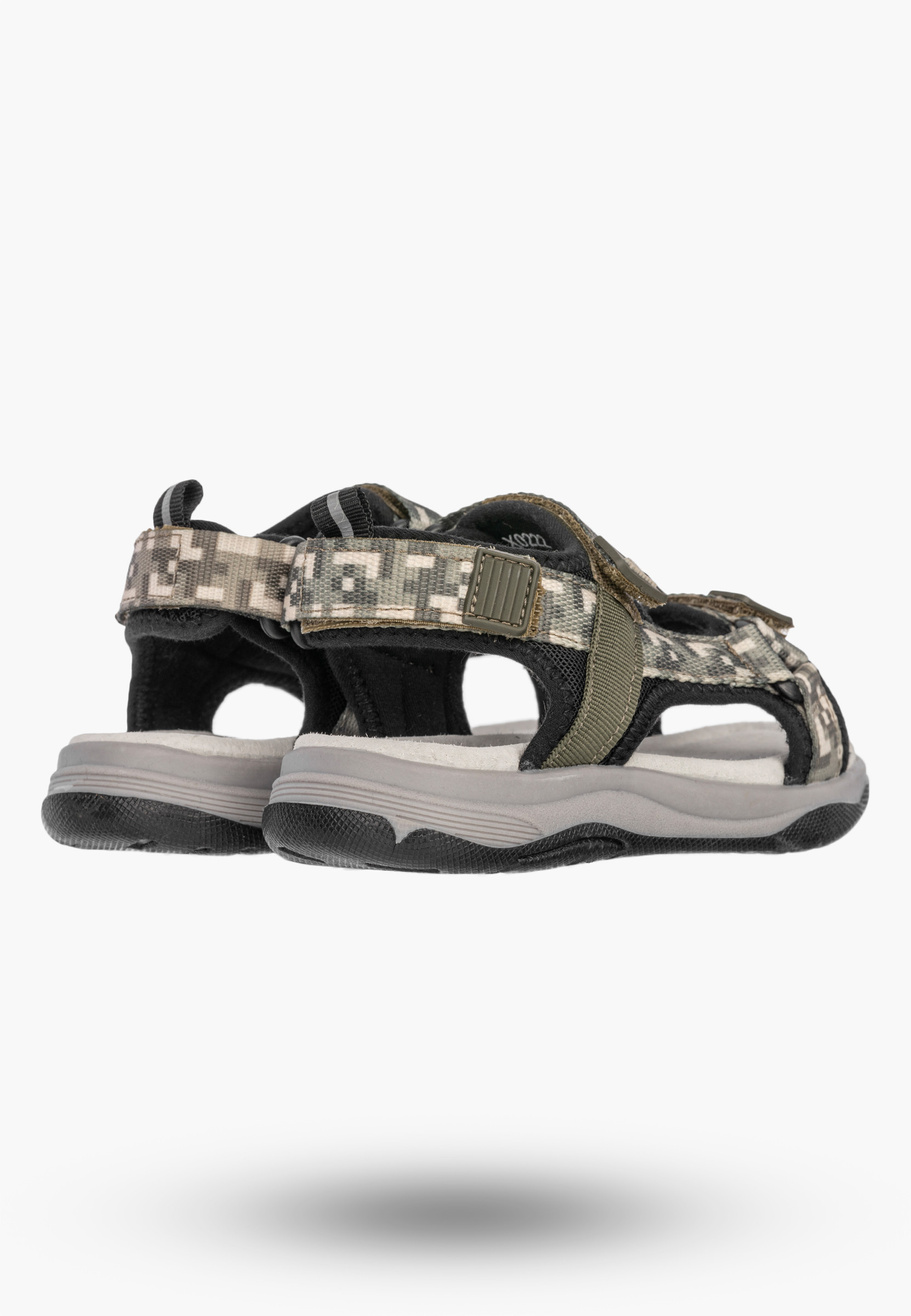 Sandały Chłopięce Buty Na Rzepy Skórzana Wkładka Lekkie Khaki Apawwa