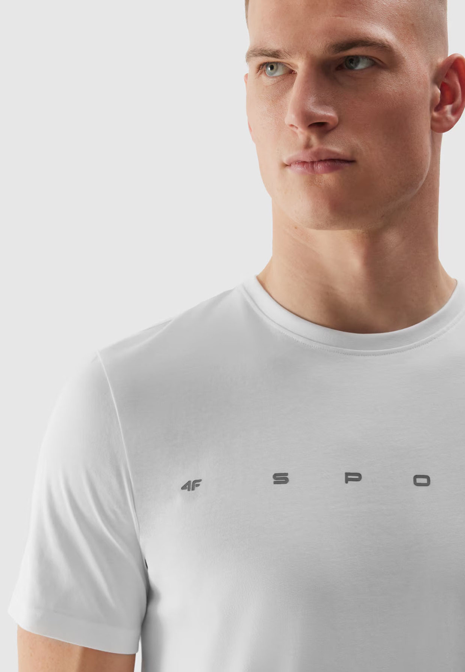 Koszulka Męska 4F Sportowy T-shirt Biały Regular TTSHM1283
