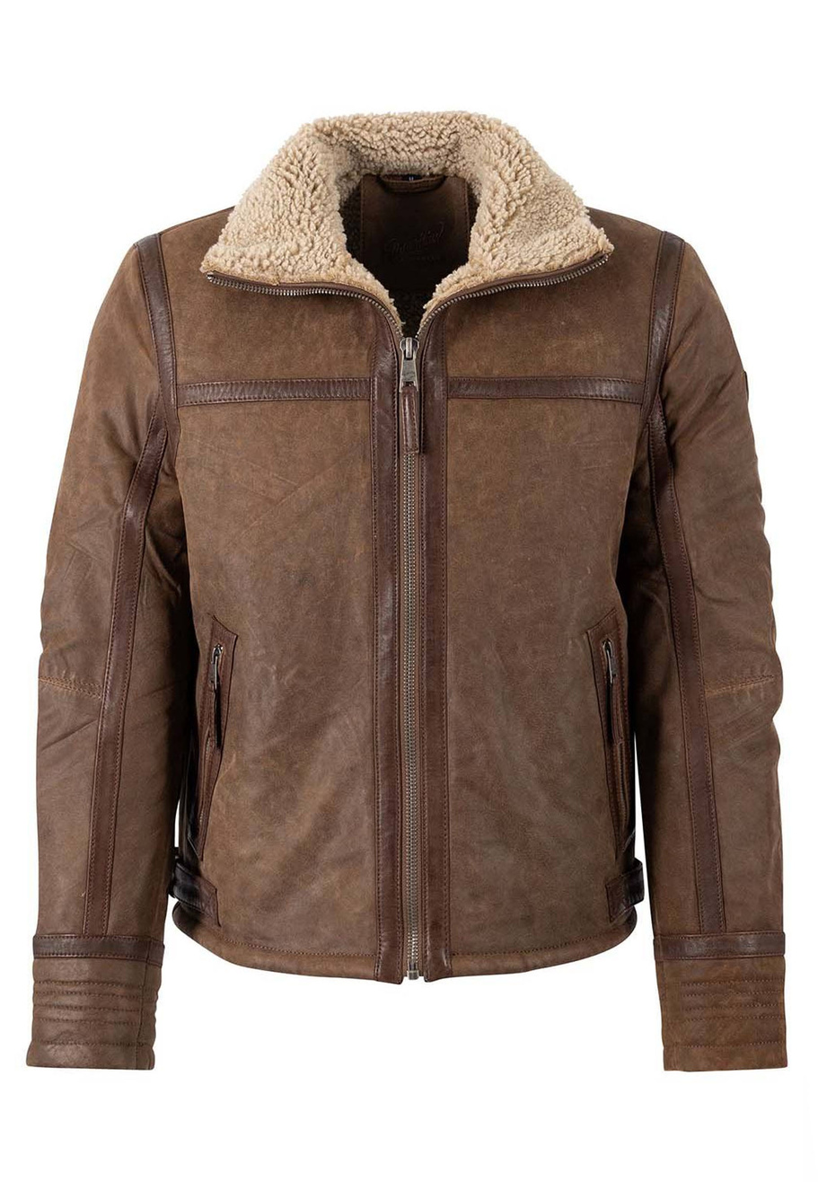 Kurtka Męska Skóra Jagnięca Pilotka MAURITIUS Vintage 1201-1000 Brązowa