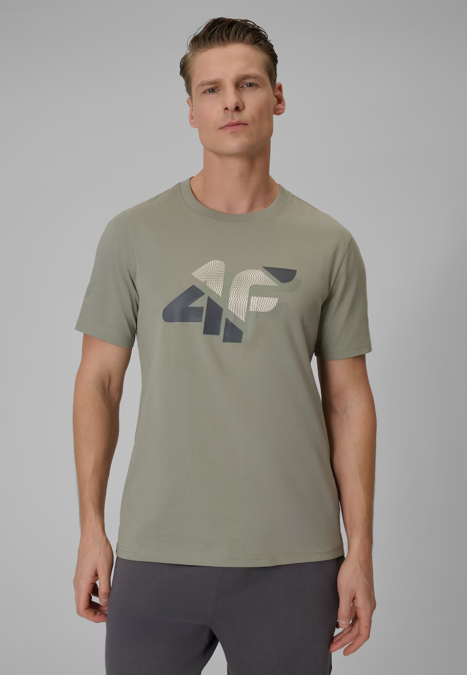 Koszulka Męska 4F Sportowa Bawełniana T-Shirt Regular Khaki 4FWSS26TTSHM2667